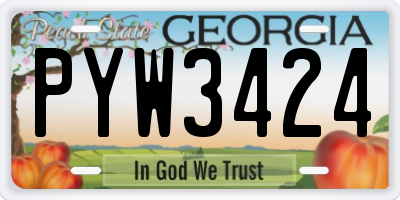 GA license plate PYW3424
