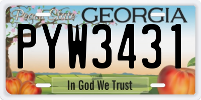 GA license plate PYW3431