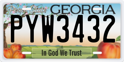GA license plate PYW3432