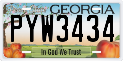 GA license plate PYW3434