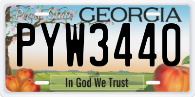 GA license plate PYW3440