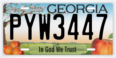 GA license plate PYW3447