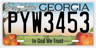 GA license plate PYW3453