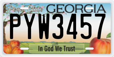 GA license plate PYW3457