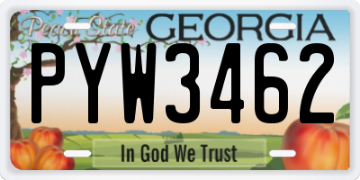 GA license plate PYW3462