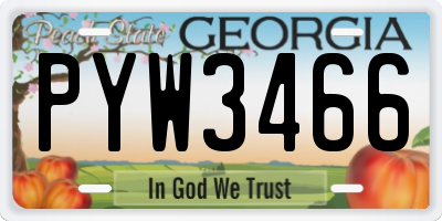 GA license plate PYW3466
