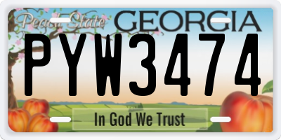 GA license plate PYW3474