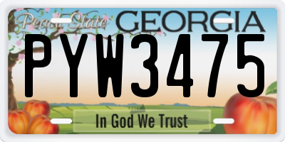 GA license plate PYW3475