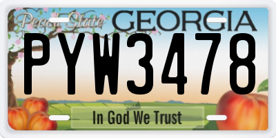 GA license plate PYW3478