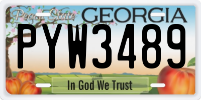 GA license plate PYW3489