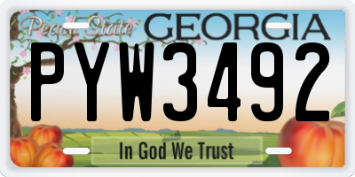 GA license plate PYW3492