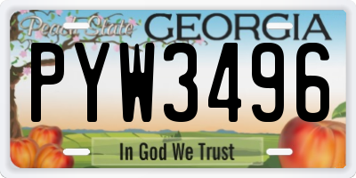 GA license plate PYW3496