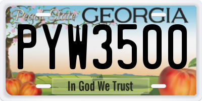 GA license plate PYW3500