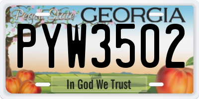 GA license plate PYW3502