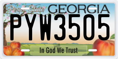 GA license plate PYW3505