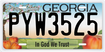 GA license plate PYW3525