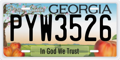 GA license plate PYW3526