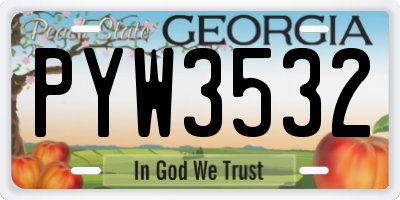 GA license plate PYW3532
