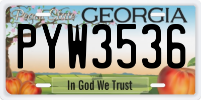 GA license plate PYW3536