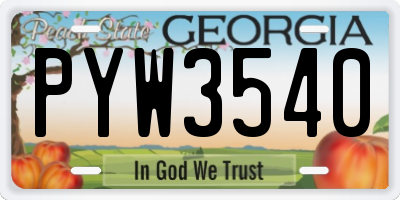GA license plate PYW3540
