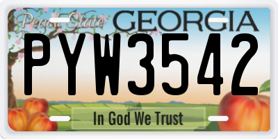 GA license plate PYW3542