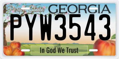 GA license plate PYW3543
