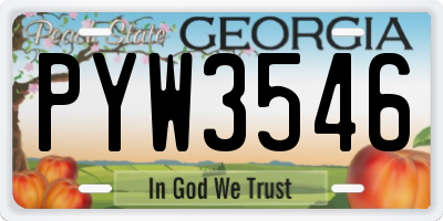 GA license plate PYW3546