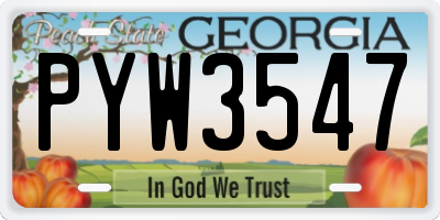 GA license plate PYW3547