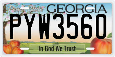 GA license plate PYW3560