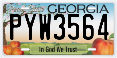 GA license plate PYW3564