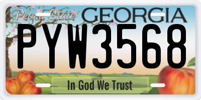 GA license plate PYW3568