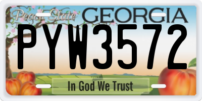 GA license plate PYW3572