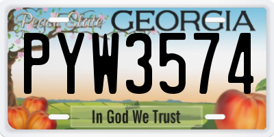 GA license plate PYW3574