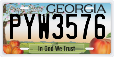 GA license plate PYW3576
