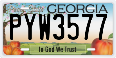 GA license plate PYW3577