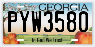 GA license plate PYW3580