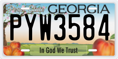 GA license plate PYW3584