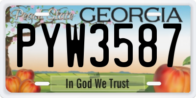 GA license plate PYW3587