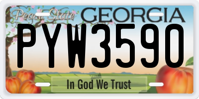 GA license plate PYW3590