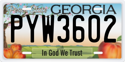 GA license plate PYW3602
