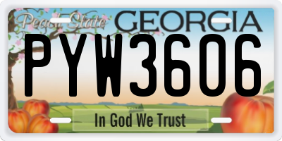 GA license plate PYW3606