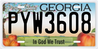 GA license plate PYW3608