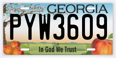 GA license plate PYW3609