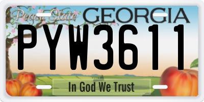GA license plate PYW3611