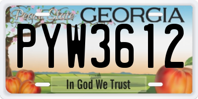 GA license plate PYW3612