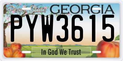 GA license plate PYW3615