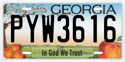 GA license plate PYW3616