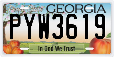 GA license plate PYW3619