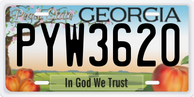 GA license plate PYW3620