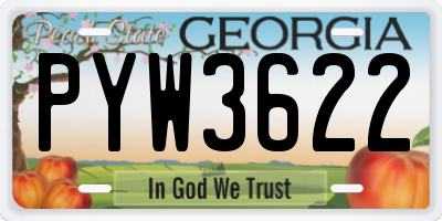 GA license plate PYW3622